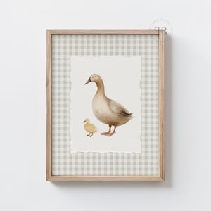 Mother Duck & Duckling Watercolor Print: Farmhouse Nursery Decor (Digital Download)