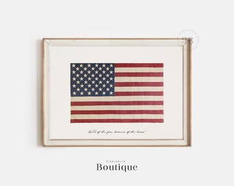 American Flag Art Print – Patriotic USA Decor, Land of the Free (Digital Download)