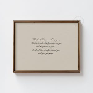 Números 6:24-26 - Arte de parede imprimível com versículo bíblico, bênção sacerdotal, decoração cristã minimalista, download digital das Escrituras em tons neutros (nº 2025)