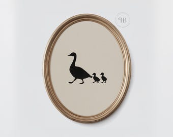 Impressão de silhueta de gansos e filhotes, decoração moderna para quarto de bebê em estilo fazenda (download digital)