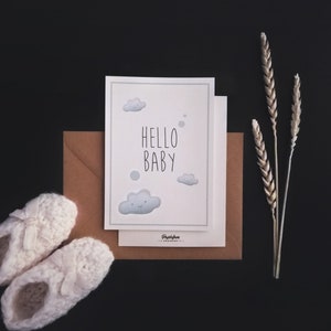 Carte personnalisée avec parfum pour la naissance / parfum : Almond Milk / Newborn / Hello Baby avec support en velours DIN C6, y compris l'enveloppe