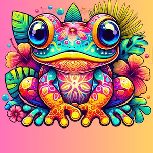 Kawaii Frog Cute Clipart, Chibi Frogs Clipart, Kawaii Frogs, Kawaii Tropical and Fairy Clipart, Instant Download, Cute Frog Clipart, Kawaii