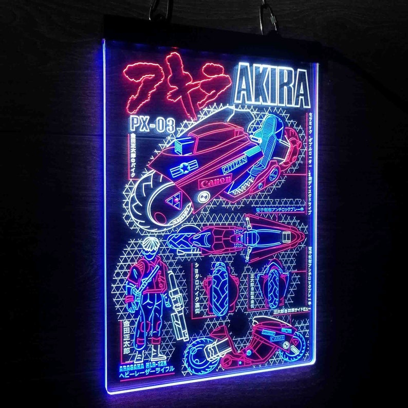 Akira Cyberpunk Japanese Anime Neon Sign LED Wall Sign Man Etsy
