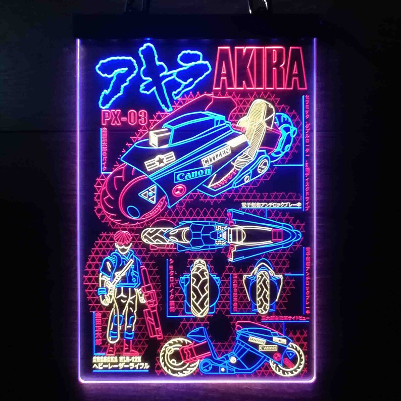 Akira Cyberpunk Japanese Anime Neon Sign LED Wall Sign Man Etsy