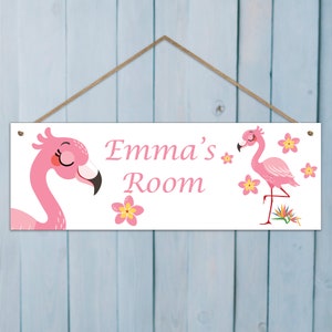 Personalized Room Sign with Childs Name - flamingo. Gloss Acrylic Wall Art. Baby, Toddler, Infant Bedroom.