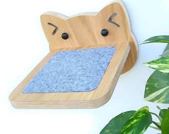 Cat step shelf, modern wall mounted cat steps 17.5cm x 18cm / 6.89" x 7.09"