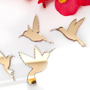 4 x gold mirror humming-bird craft blanks all sizes, Wedding decorations, humming-bird  shapes, small acrilyc humming-bird , jewelry parts