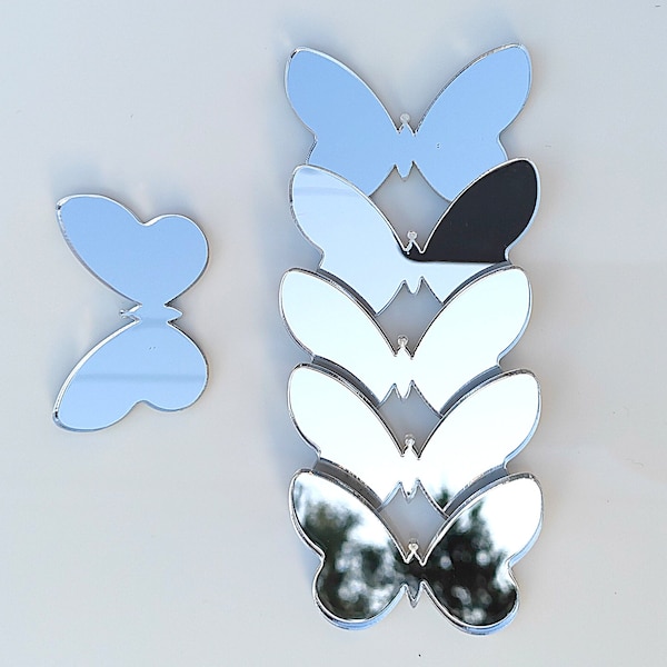 7 x mirror Butterflies wall decoration, Wall Art, Geometric butterflies, Wall Decor, 3D Minimalist butterflies, Butterfly Shaped Crafting
