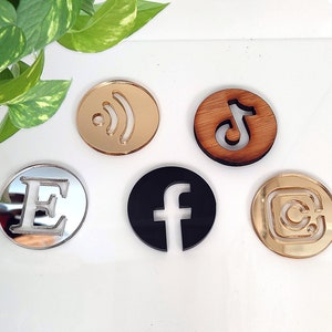 Social Media Icons Acrylic ,PMMA Social Media Sign Sticker,Acrylic Social Media Logo, Icons for Business Social Media Plaque