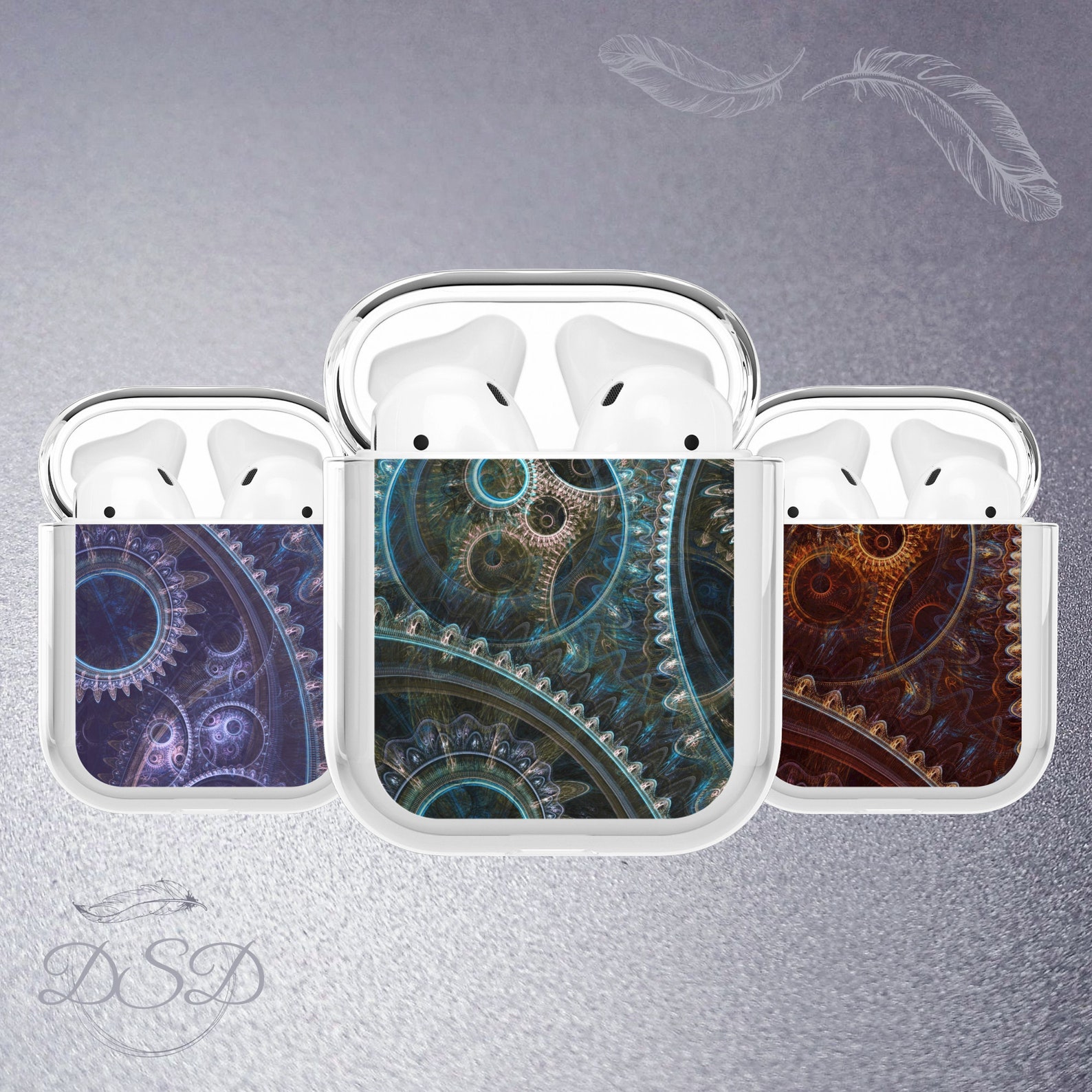 Steampunk Design Headphone Case Mechanical Protective Cover for Airpods