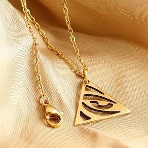 Goldkette mit Anhänger, Auge Anhänger, Dreieck Anhänger, Kettenanhänger, Halskette Damen gold, kleiner Anhänger, dreieckskette geometrisch