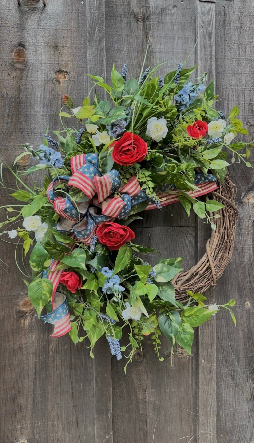 Fourth of July Rose Door Wreath, Army, Navy, Air Force, Military