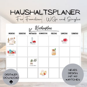Plan de limpieza del hogar para toda la familia / solteros / pisos compartidos con 149 tarjetas de actividades para descargar