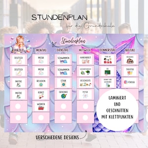 Der Stundenplan für die Grundschule