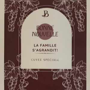 Etichetta adesiva personalizzata per bottiglie di vino o barattoli di marmellata per annunciare una gravidanza o qualsiasi altra buona notizia!