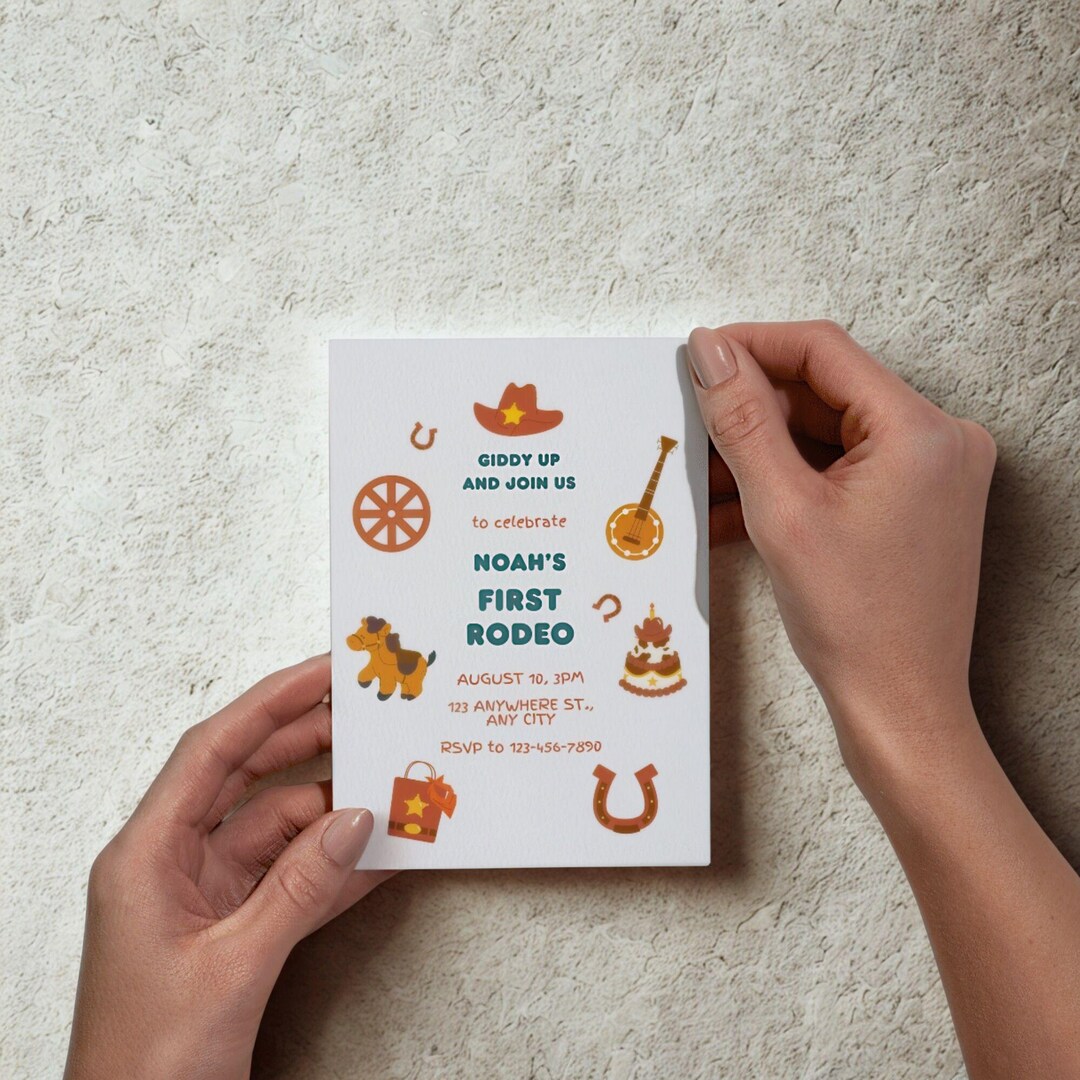 Kids Brown Rodeo Birthday Invitation Printable, Western Cowboy Party ...