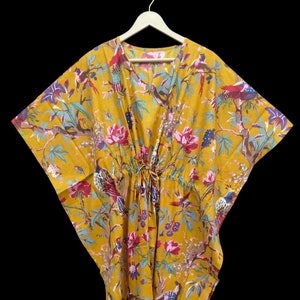 Women dress long kaftan,dress beach cover up ,Indian handmade floral cotton kaftan,floral print sleepwear maxi dress kaftan Gift for her