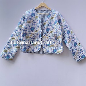 Indian Handmade Cotton Quilted Jacket Women&#39;s Short Jacket Quilted Coat New Style Jacket