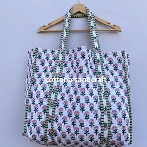 ショッピングバッグ キャリーバッグ ハンドブロックプリントバッグ トートバッグ インドバッグ ハンドバッグ ショッピングレディースバッグ 新スタイルキルティングバッグ 彼女へのギフト