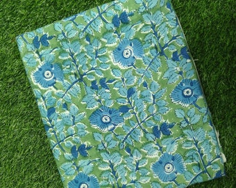 Floral Block Print Fabric, 100% Cotton, Hand Block Printed