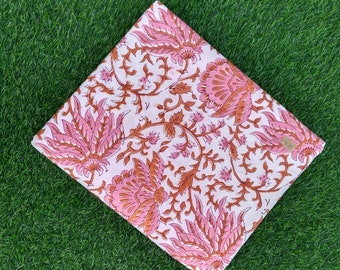 Hand Block Print Cotton Fabric, Mughal Floral Fabric, By The Yard