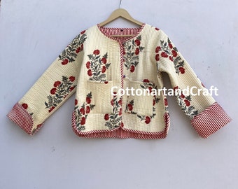 New Style Short Jacket 100% Cotton Quilted Jacket Partywear Jacket Handmade Quilted Coat Gifts For Her