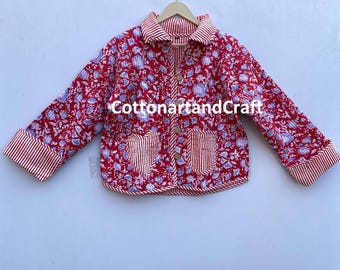 Handblock Printed Cotton Jacket: Short Fashion Collar Jacket