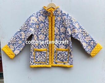 Veste confortable en coton faite main à manches longues : veste matelassée en patchwork