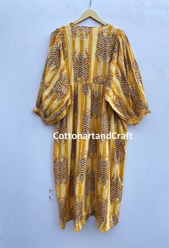 Handmade Tiger Print Cotton Dress: Lightweight Summer Wear