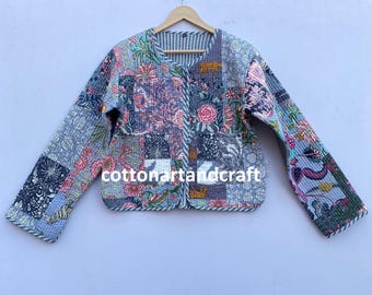 Veste indienne en patchwork en coton fait main - Mode élégante et durable
