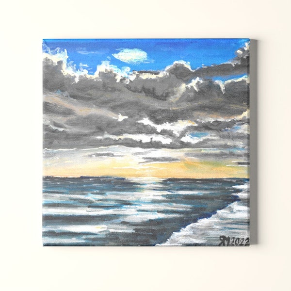 Sunset 20x20 cm Acryl auf Leinwand Sonnenuntergang am Strand