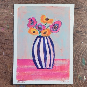 Handgemalte Acrylbilder, abstrakte Blumen, Kaktus, Landschaft, Kunstgeschenk, Naturmotiv, Acrylmalerei, minimalistisch,  skandinavisch