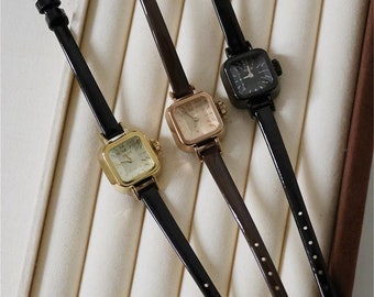 Chic Style Square Face Watches for Women, Minimalist Strap Watches, Small Square Watches for Women, Unique Design Watches Gift for Her
