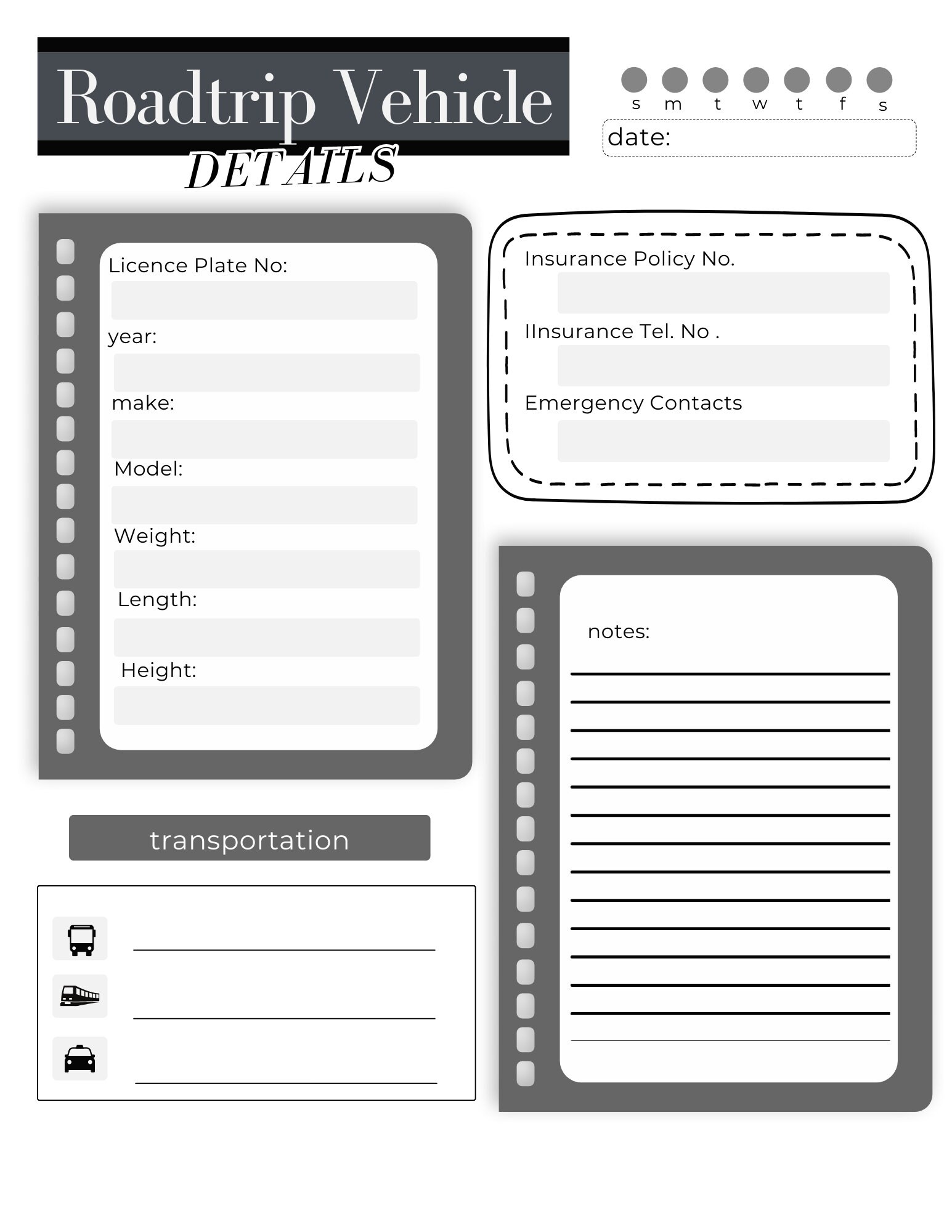 Road Trip Planner Digital Trip Planner Road Trip Journals Familj Road