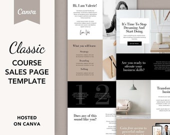 Canva Course Sales Page Template, Sales Page Template, Course Landing Page, Canva Sales Page, Canva Sales Page Template, Sales Pages