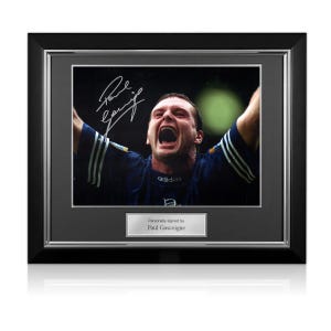 Paul Gascoigne Signed Rangers Photo. Deluxe Frame