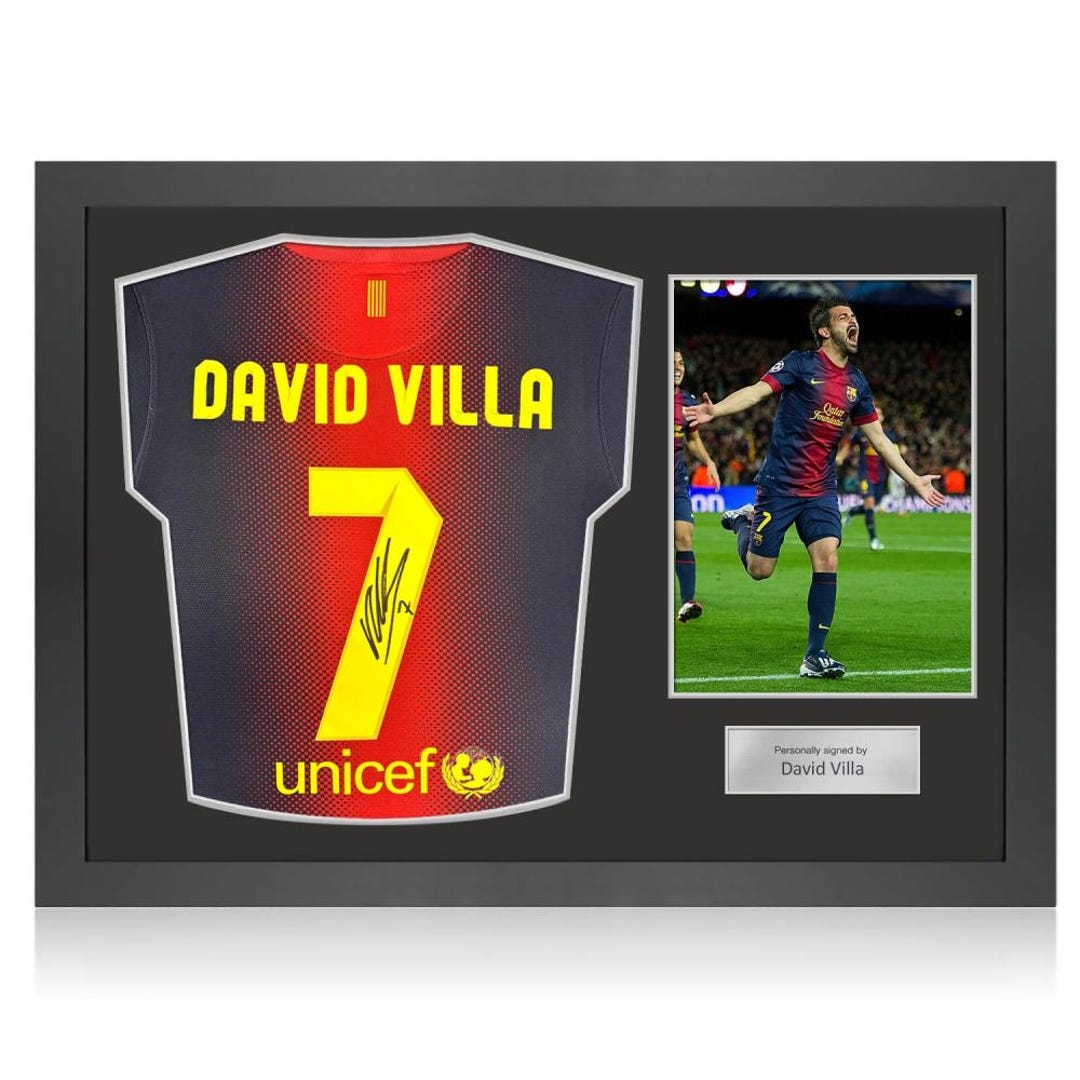 David Villa サイン入り Barcelona ベケット鑑定済 David Villa Barcelona Soccer Jersey Bas Coa Signed Spain