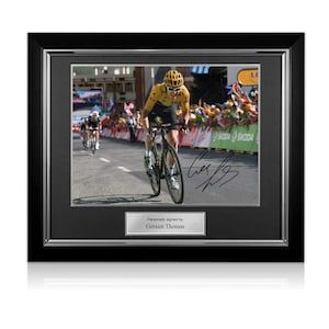 Geraint Thomas gesigneerde Tour De France-foto: winnen op Alpe D'Huez. Luxe lijst