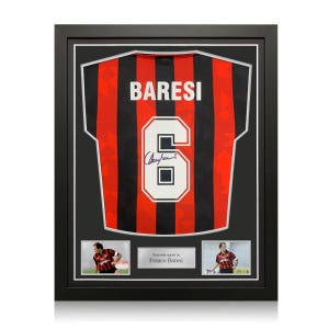 Franco Baresi Signed AC Milan 1994 Football Shirt. Standard Frame