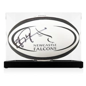 Jonny Wilkinson Signed Newcastle Falcons Rugby Ball. Display Case
