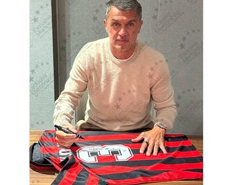 パオロ・マルディーニ直筆サイン入りACミラン 1988 ホームサッカー