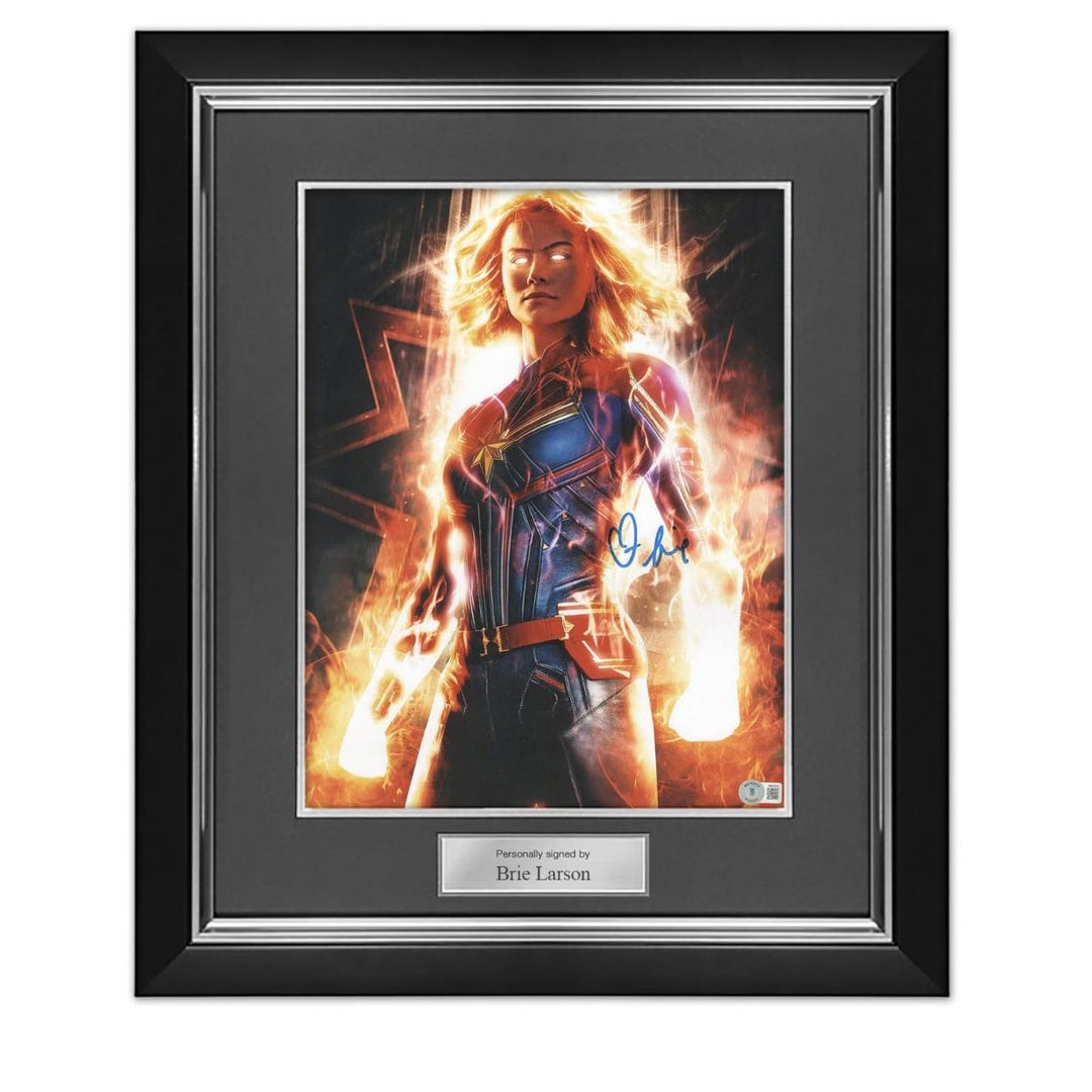 Brie Larson Signed Captain Marvel Poster. Deluxe Frame - Etsy