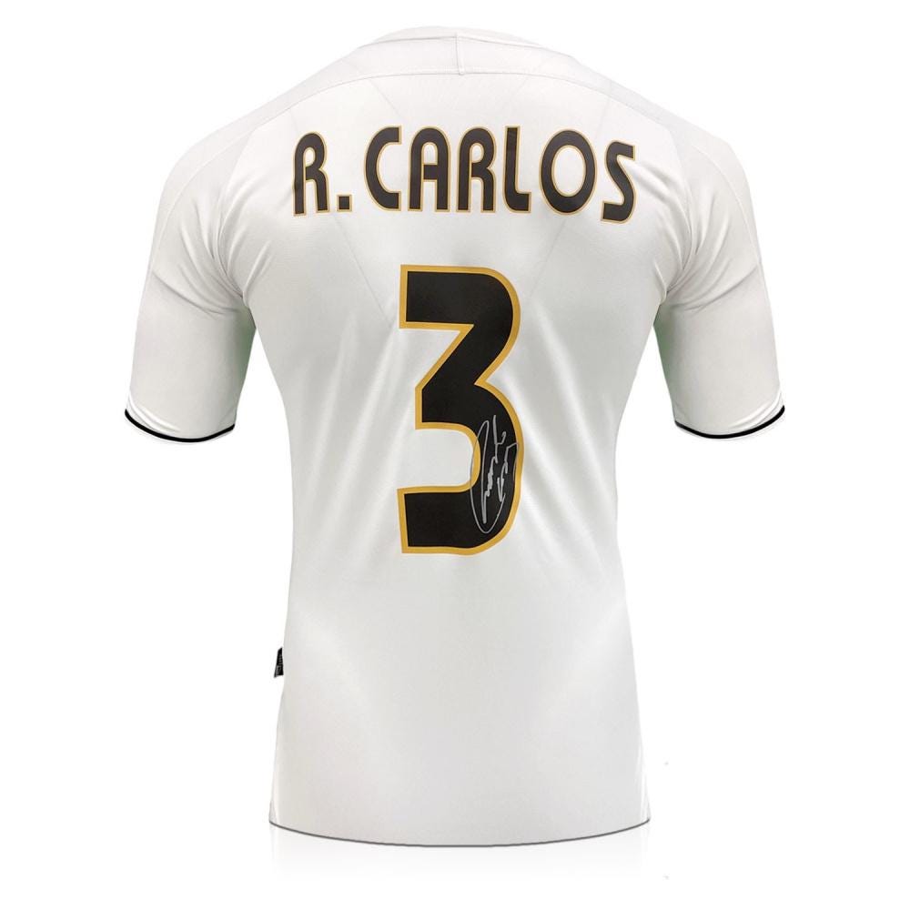 02-04年頃 レアル Roberto Carlosヴィンテージユニフォーム Roberto Carlos Signed Original Real Madrid 2003-04 Home Football