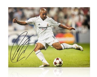 Roberto Carlos Signed Real Madrid Football Photo