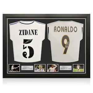 Zinedine Zidane And Ronaldo De Lima Signed Real Madrid Football Shirts. Dual Frame