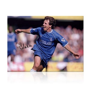 Gianfranco Zola Signed Football Photo: West Ham Goal