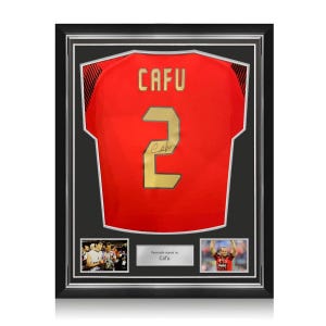 Cafu Signed AC Milan 2023-24 Football Shirt. Superior Frame