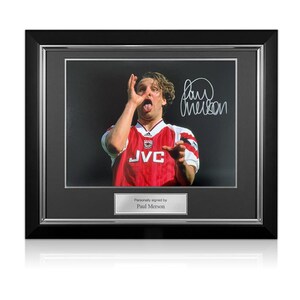 Paul Merson Signed Arsenal Football Photo: Celebration. Deluxe Frame