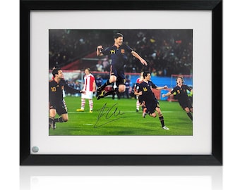 Xabi Alonso Signed Spain Football Photo: 2010 World Cup Goal. Framed
