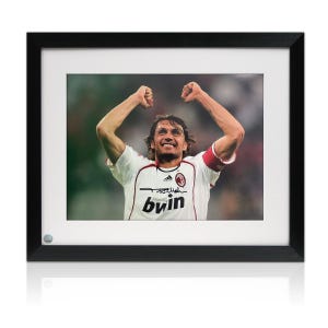 Paolo Maldini Signed AC Milan Football Photo: 2007 Quarter-Final. Framed